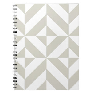 Caderno Espiral Padrão Geométrico de Deco de Cinza Média