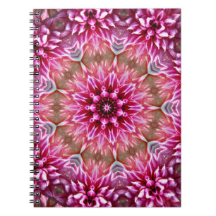 Caderno Espiral Padrão Geométrico de Flor Cor-de-Rosa Mandala - 67
