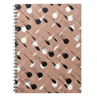 Caderno Espiral Padrão Geométrico de Stripes Marrom Sem Costura