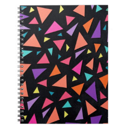 Caderno Espiral Padrão geométrico de triângulo multicolorido