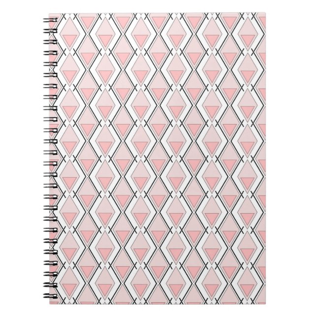 Caderno Espiral Padrão geométrico do bege-rosa (Frente)