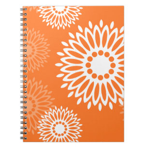 Caderno Espiral Padrão Geométrico Floral do Mandala Laranja Minima