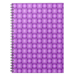 Caderno Espiral Padrão Geométrico Floral Roxo