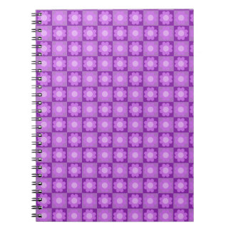 Caderno Espiral Padrão Geométrico Floral Roxo