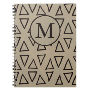 Caderno Espiral Padrão Geométrico Inicial do Monograma