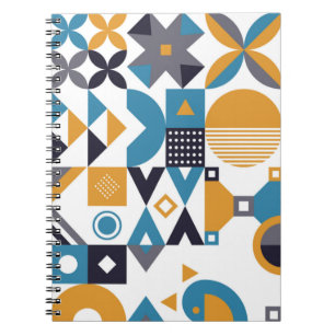 Caderno Espiral Padrão geométrico mínimo. design abstrato