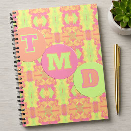Caderno Espiral Padrão Geométrico Pastel Com Círculos