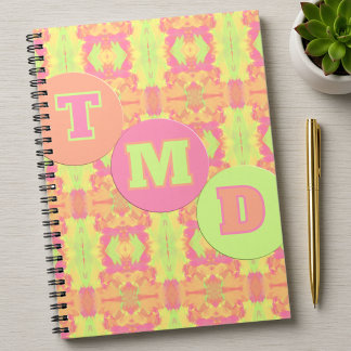 Caderno Espiral Padrão Geométrico Pastel Com Círculos