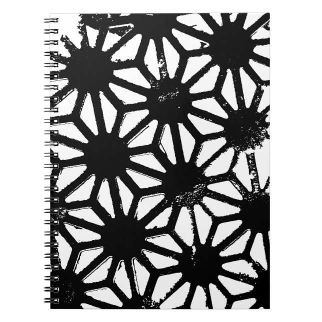Caderno Espiral Padrão geométrico preto (Frente)
