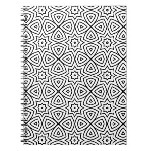 Caderno Espiral Padrão Geométrico Preto e Branco Moderno 