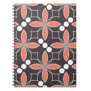 Caderno Espiral Padrão geométrico sem costura com flores. arte. 