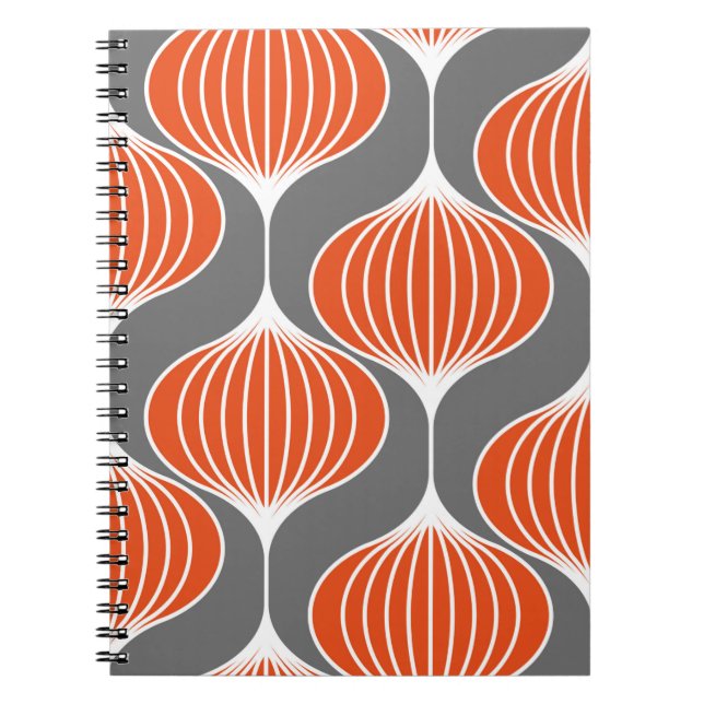 Caderno Espiral Padrão geométrico sem costura com linhas onduladas (Frente)