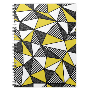 Caderno Espiral Padrão geométrico sem costura no estilo retrorre