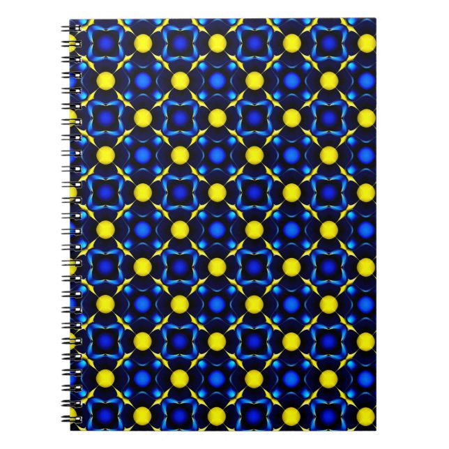 Caderno Espiral Padrão Geométrico Simétrico Abstrato (Frente)