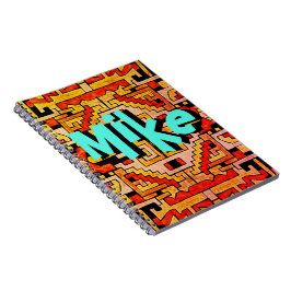 Caderno Espiral Padrão Geométrico Tribal/Étnico e Seu Nome