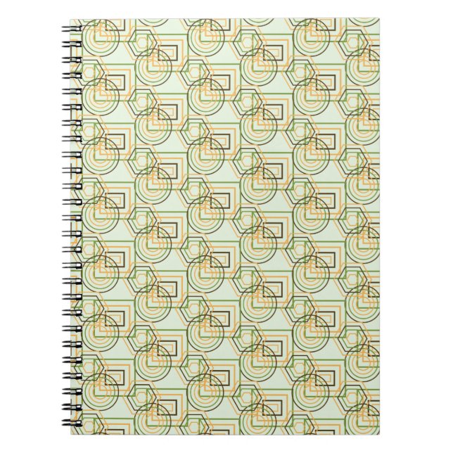Caderno Espiral Padrão Geométrico Verde (Frente)