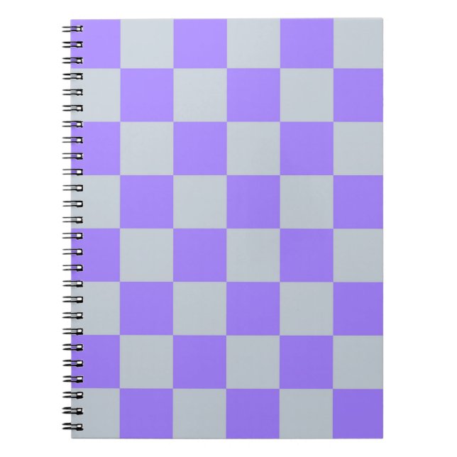 Caderno Espiral Padrão Gingham Verificado Roxo (Frente)