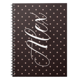 Caderno Espiral Padrão Gráfico de Bolinhas Boho Marrom Clássico