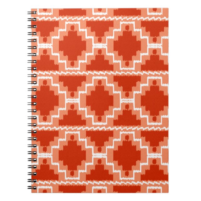 Caderno Espiral Padrão Ikat Aztec - Rusta, Laranja e branco (Frente)