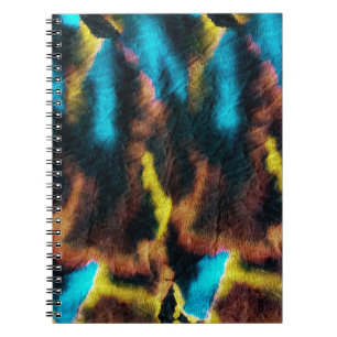 Caderno Espiral Padrão Ikat Disco. Fundo de Arte Suja Colorida.