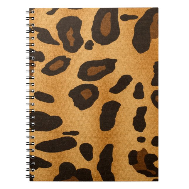 Caderno Espiral Padrão Impresso de Leopardo Castanho (Frente)