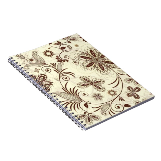 Caderno Espiral Padrão Incolor Floral (Lado Direito)
