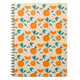 Caderno Espiral Padrão Laranja | Design Fresco de Citrinos