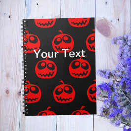 Caderno Espiral Padrão legal de abóbora do Dia das Bruxas Vermelha