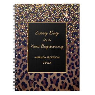 Caderno Espiral Padrão leopardo motivado preto