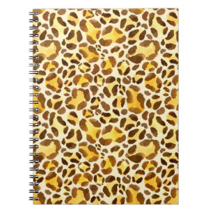 Caderno Espiral Padrão leopardo sem costura de aquarelas