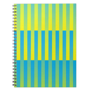 Caderno Espiral Padrão Listrado Azul Amarelo Verde