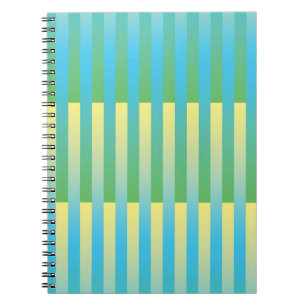 Caderno Espiral Padrão Listrado Azul Amarelo Verde
