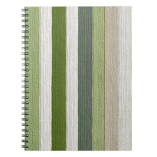 Caderno Espiral Padrão Listrado Verde e Creme (Frente)