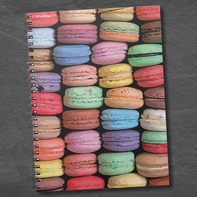 Caderno Espiral Padrão Macaron Francês Colorido (Colorful French Macaron Pattern notebook)