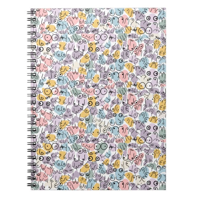 Caderno Espiral padrão mamário pastel (Frente)