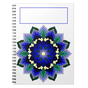 Caderno Espiral Padrão Mandala 02 em azul escuro