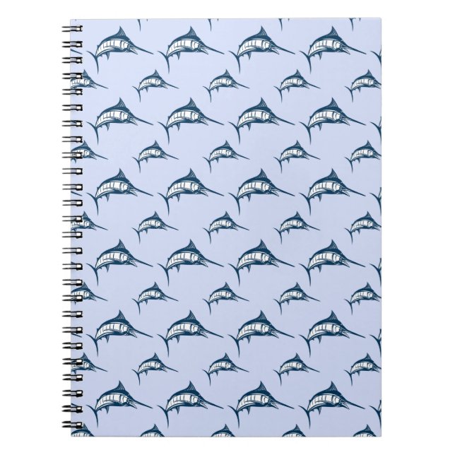 Caderno Espiral Padrão Marlin azul (Frente)