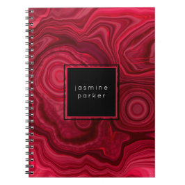 Caderno Espiral Padrão marmoreado profundo do Abstrato de Rosa com