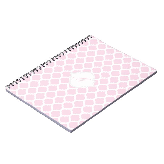 Caderno Espiral Padrão marroquino rosa com notebook monograma (Left Side)