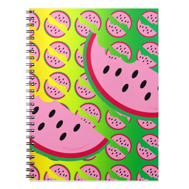 Caderno Espiral Padrão Melon Mania Divertido Rainbow Watermelon (Frente)
