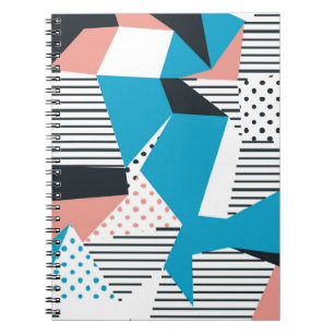 Caderno Espiral Padrão Memphis: Tendência Abstrato minimalista