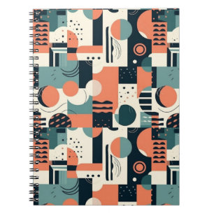 Caderno Espiral Padrão mínimo de Abstrato sem costura - Geométrico