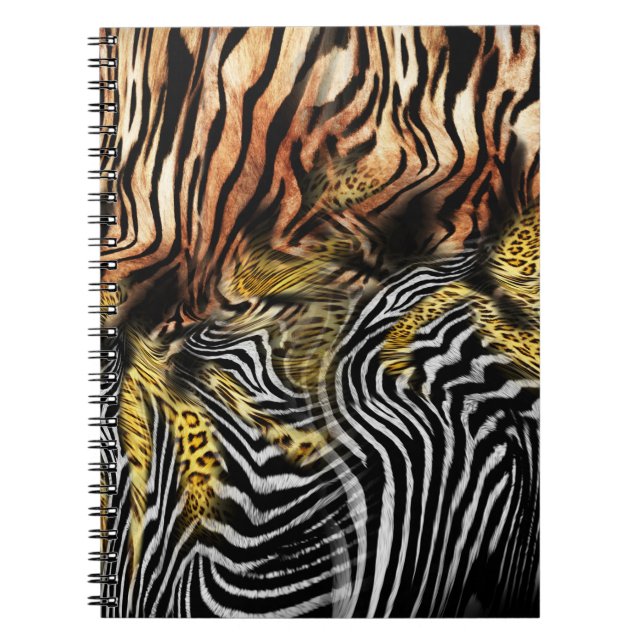 Caderno Espiral Padrão Misto Da Pele Zebra Leopardo (Frente)