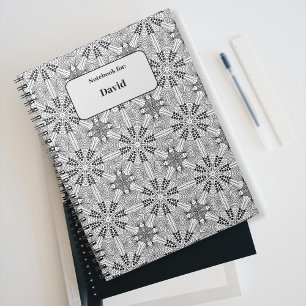 Caderno Espiral Padrão monocromático exclusivo preto&branco com no