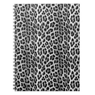 Caderno Espiral Padrão monocromático preto e branco, leopardo
