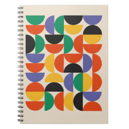 Caderno Espiral Padrão Mosaico Bauhaus Meados do Século