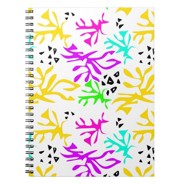 Caderno Espiral padrão neon multicolorido abstrato (Frente)