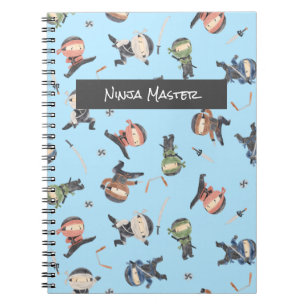 Caderno Espiral Padrão Ninja Legal personalizado verde azul laranj