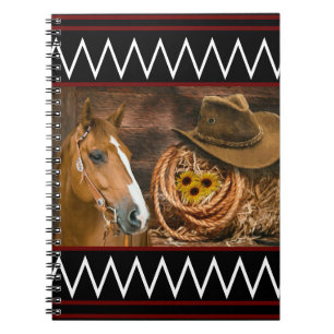 Caderno Espiral Padrão Ocidental do Hat Lasso do Horse Cowboy