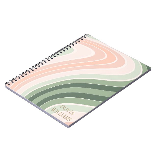 Caderno Espiral Padrão Ondulado Retro Groovy (Left Side)